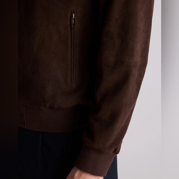 QUINCE Espresso 100% Top Grain Goat Suede Men’s Bomber Jacket NWT Size Large - Picture 5 of 13